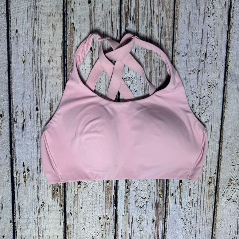 Lululemon Energy Full Support Sports Bra Pink Haze Size 34C Gym Athletic Strappy